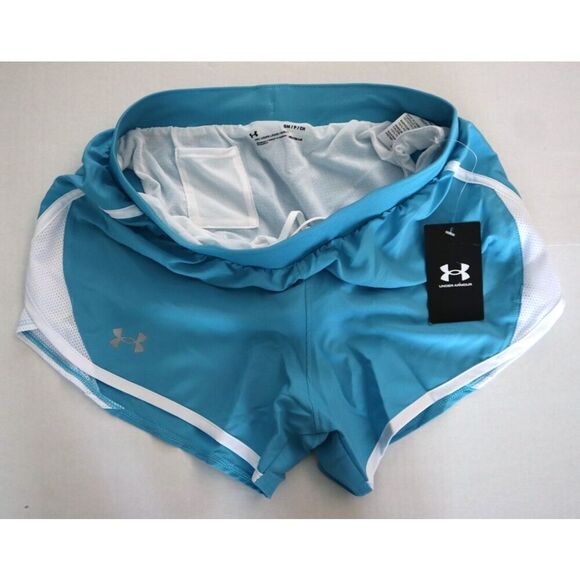 Under Armour 1350196-433 Women's Sz S Glacier Blue/White UA Fly-By 2.0 Shorts - Picture 3 of 6